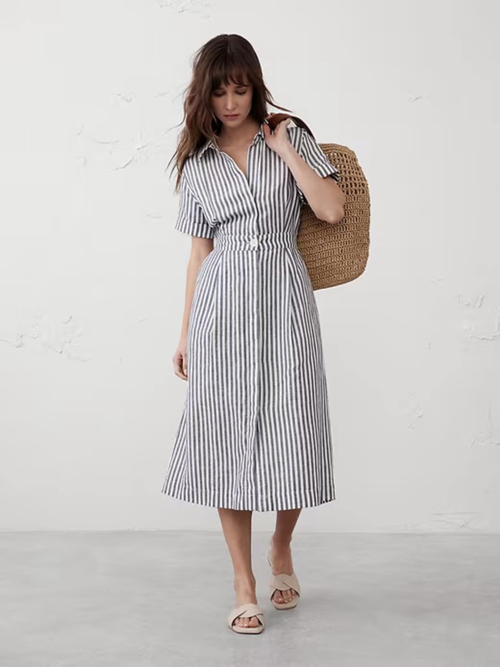 Banana Republic | Linen-Blend Midi Button-Down Dress
